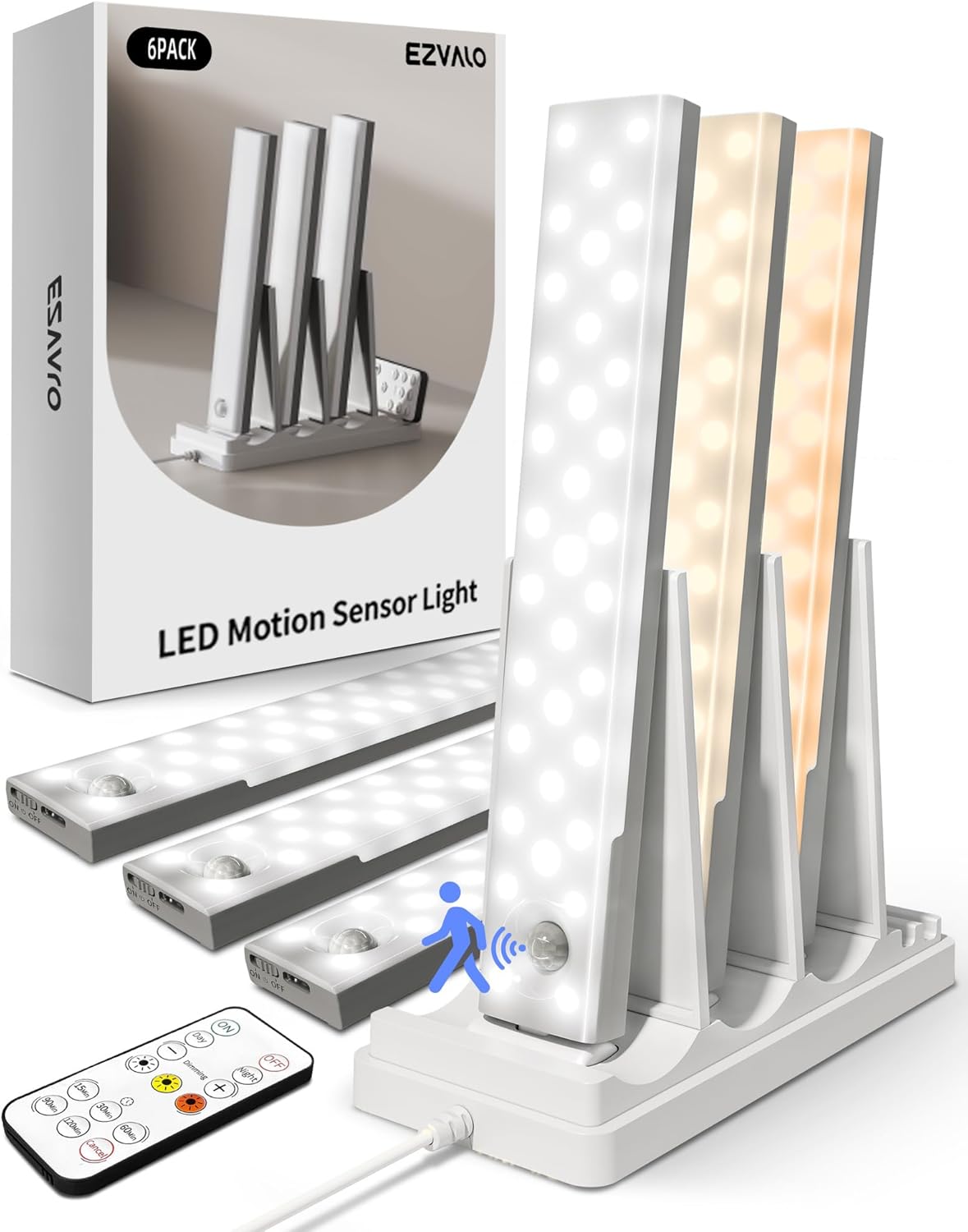 EZVALO Under Cabinet Lighting with Charging Station, Motion Sensor Lights