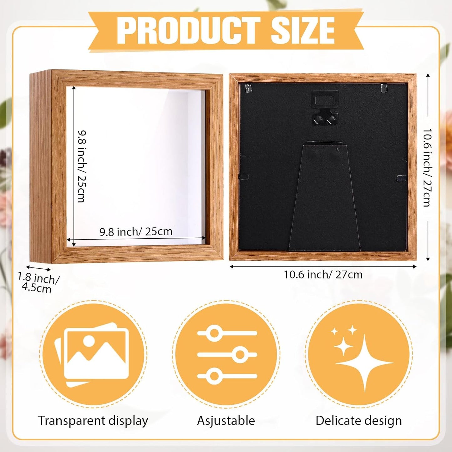Ripeng 16 Pack 10x10 Inch Shadow Box Frame Display Cases, Deep Picture Frames for Wedding Bouquet Preservation
