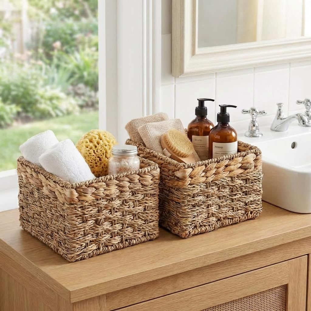 Small Wicker Storage Baskets / 8 x 7 x 5.5 / Small - " In. / Natural / Set of 2