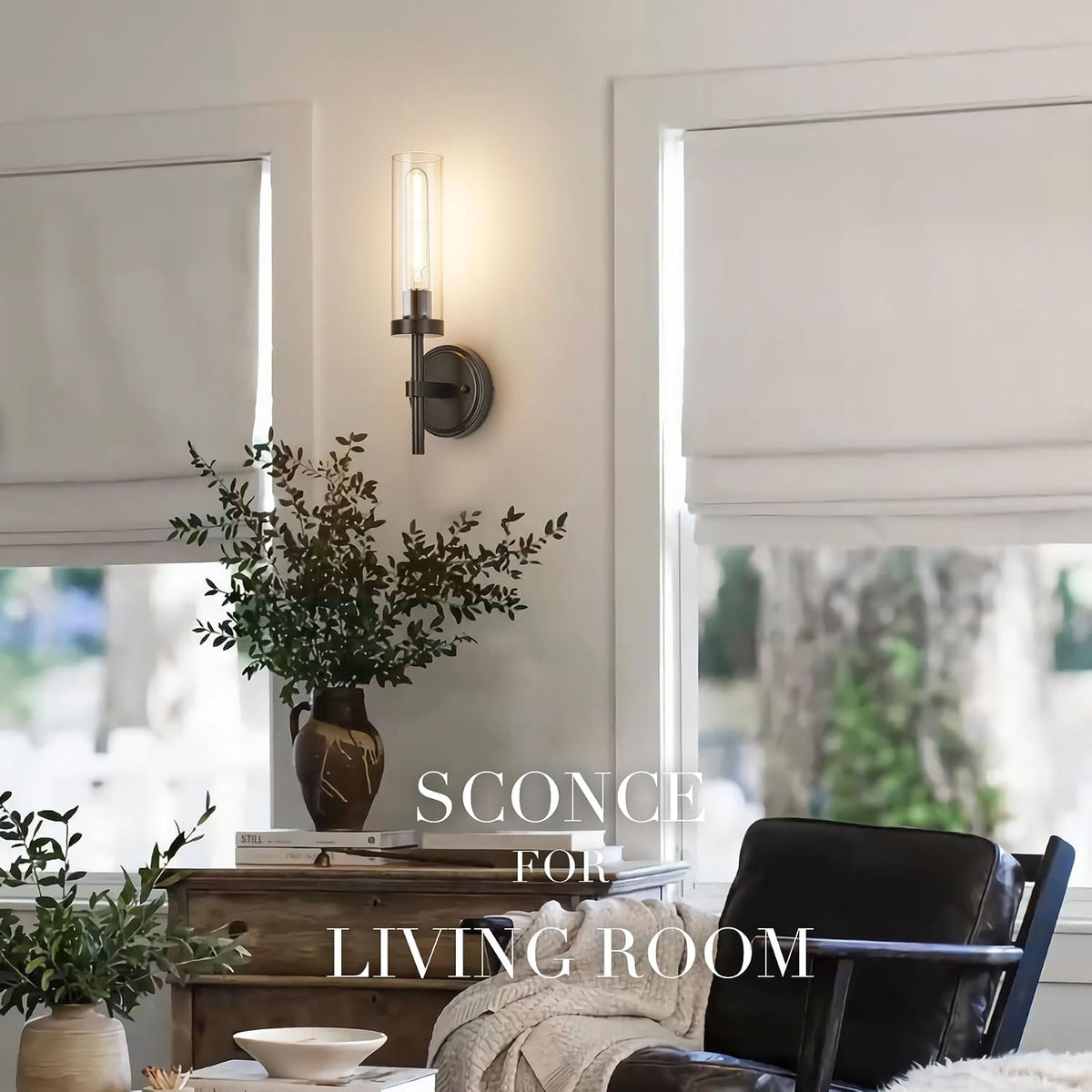 Oil Rubbed Bronze Wall Sconces Set of Two, Bathroom Wall Sconces Vanity Lights with Clear Glass Shade, Modern Farmhouse