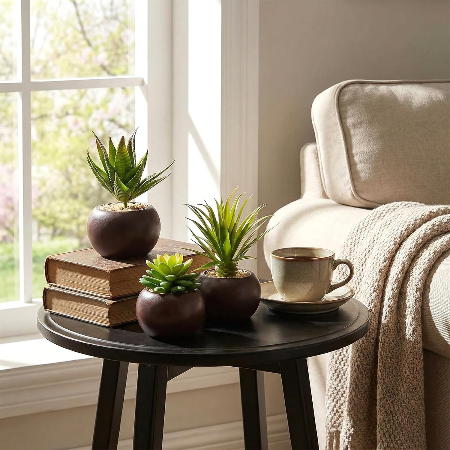 Succulents Plants Artificial / Brown / Set of 3