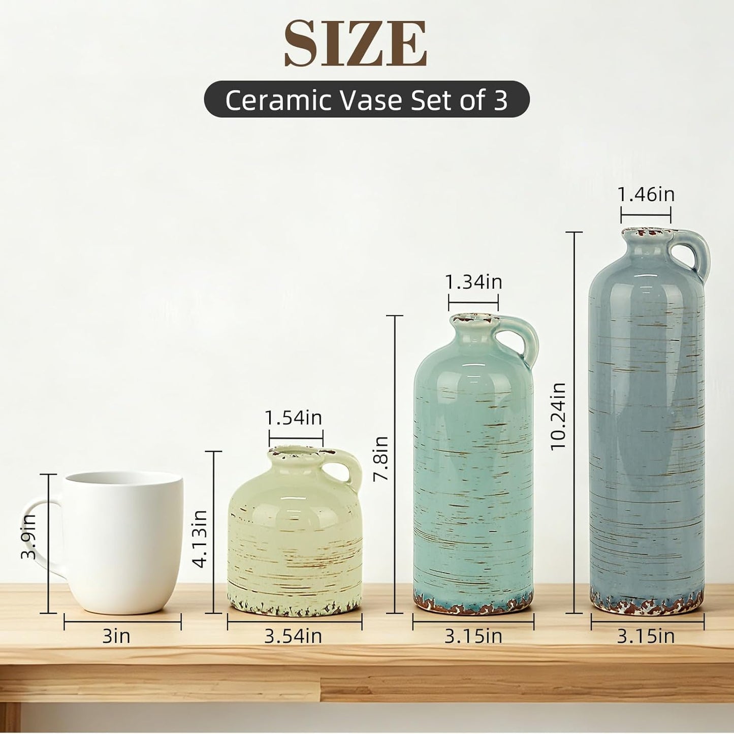 Ceramic Vases / Neutral Rustic Flower Vases / Morandi / Set of 3