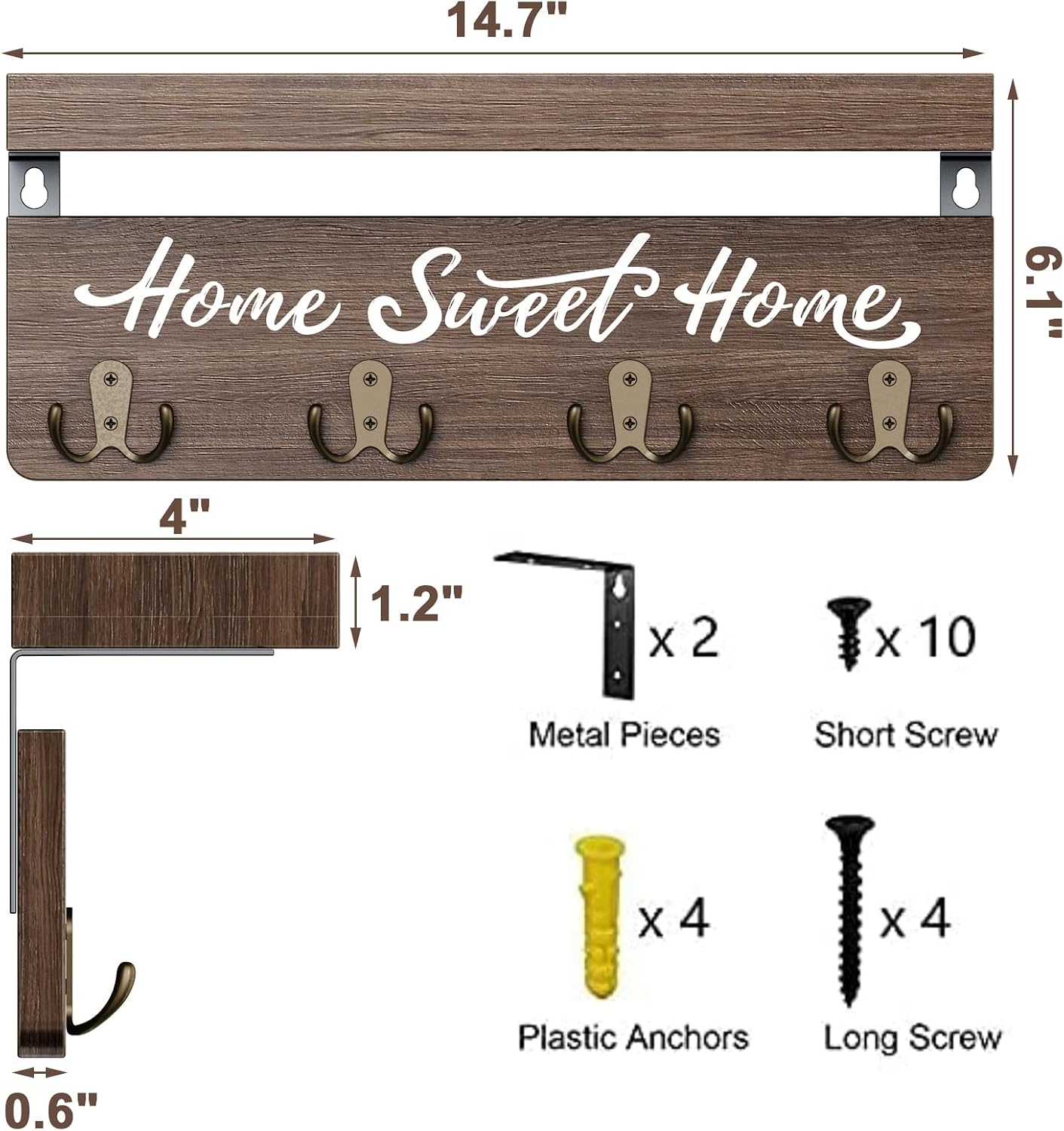 Wooden Key Rack / Brown