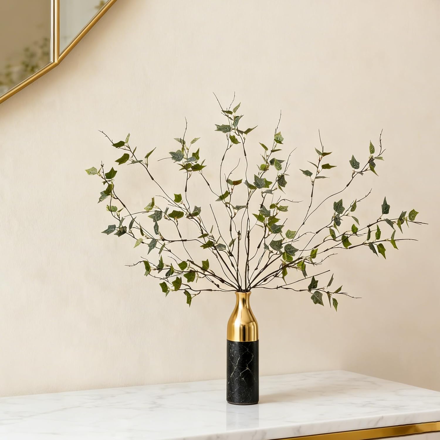 Artificial Greenery Stems Artificial Branches / 20in-spl Gray White Green / 20 Inch / Set of 6