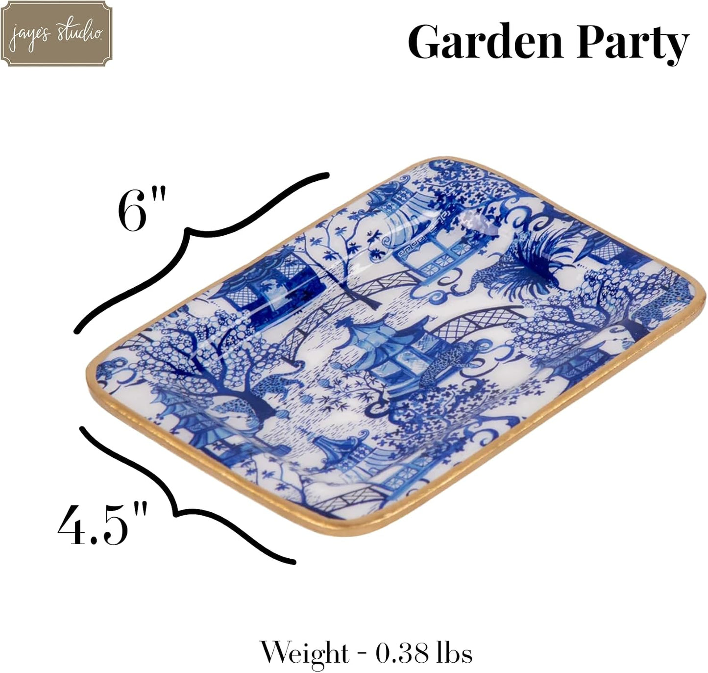 Enamel Tray / Vanity Tray for Dresser / Blue & White / Rectangular