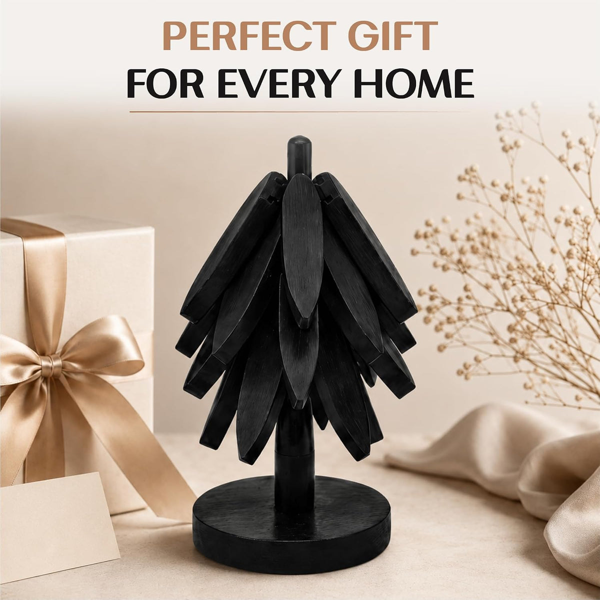 Tree Shaped Wooden Trivets for Hot Dishes, Pots & Pans - Hot Pads | Heat-resistant countertop protection, compact