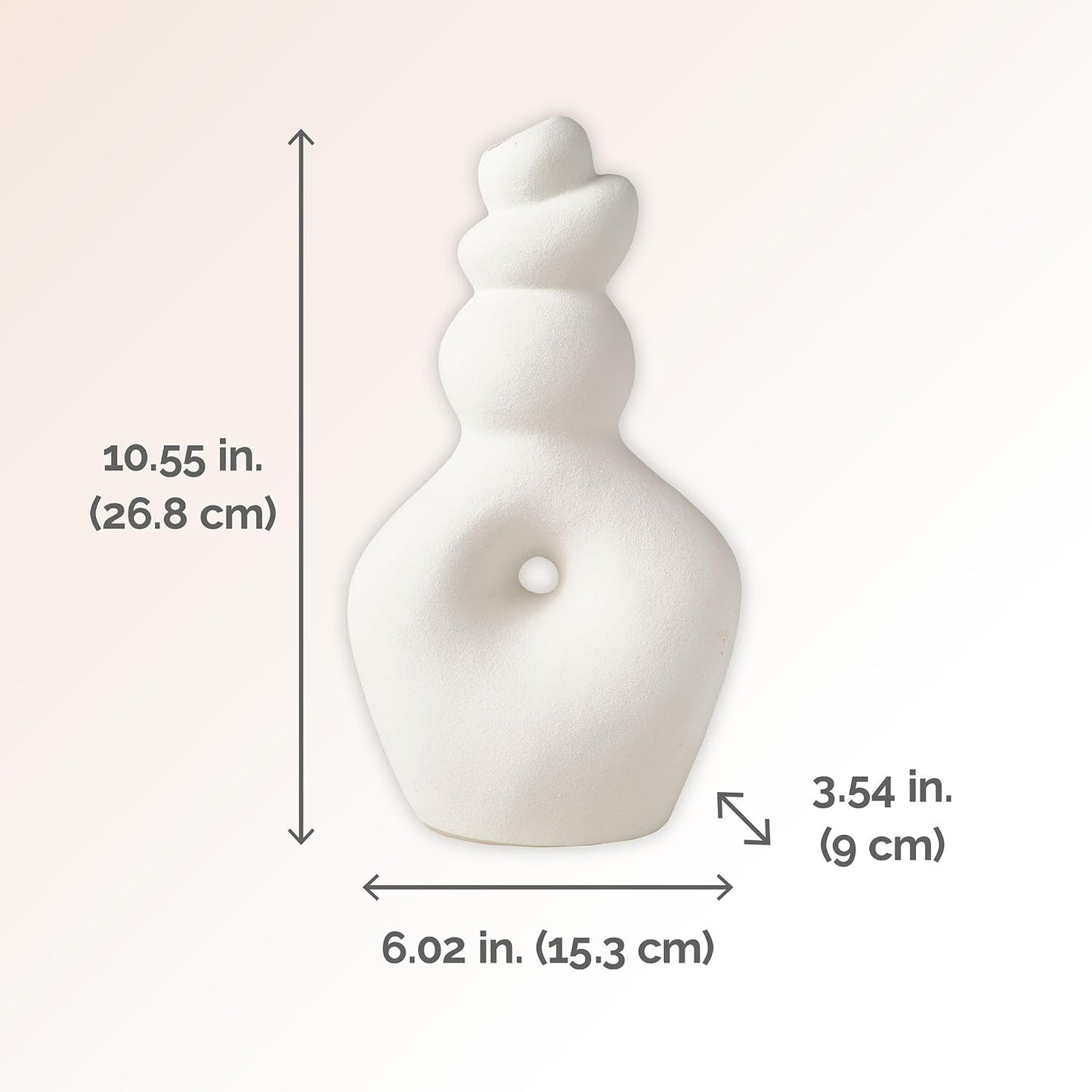 Twist Textured Stoneware Ceramic Vase / White / 10.5 Inch / 6.02 x 3.54 x 10.55
