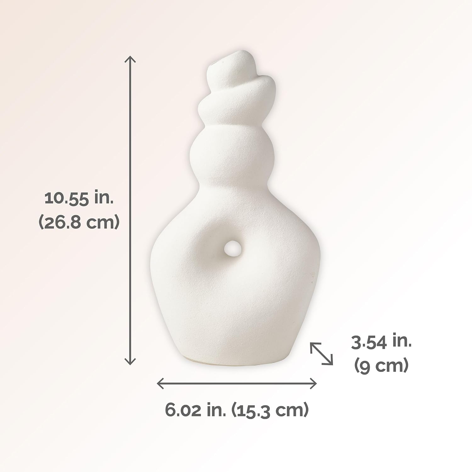 Twist Textured Stoneware Ceramic Vase / White / 10.5 Inch / 6.02 x 3.54 x 10.55