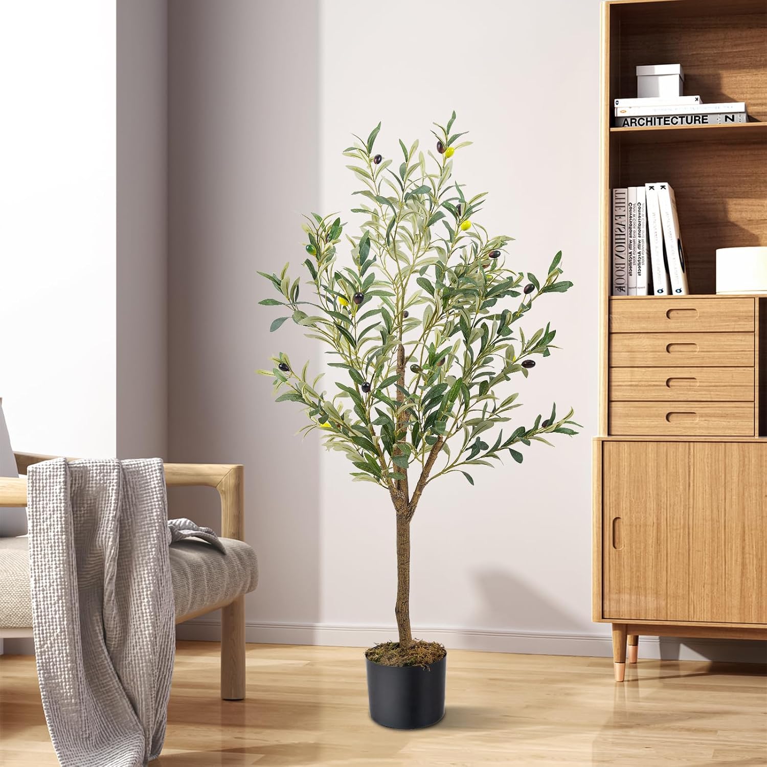Artificial Fake Olive Tree Tall Faux Silk Olive Tree / 4ft / 4 Inch
