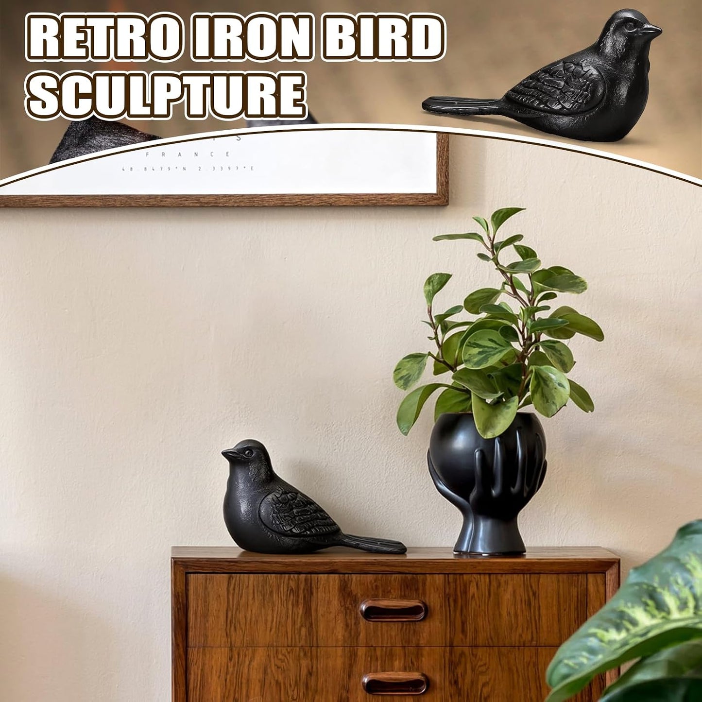Cast Iron Bird Statue Heavy Duty Metal Bird Door Stopper Rusic Animal Decorative Statue / Set of 2