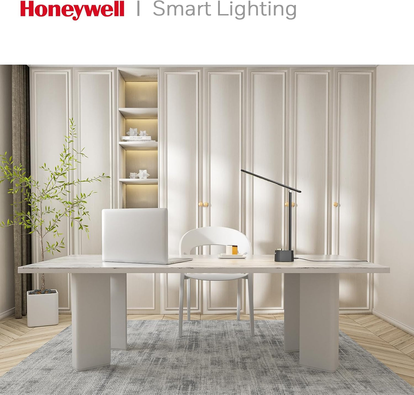 Honeywell HWT-H01 LED Desk Lamp, Foldable & Stepless Dimmable, Black | Sunturalux Eye-Caring Desk Light with Charging