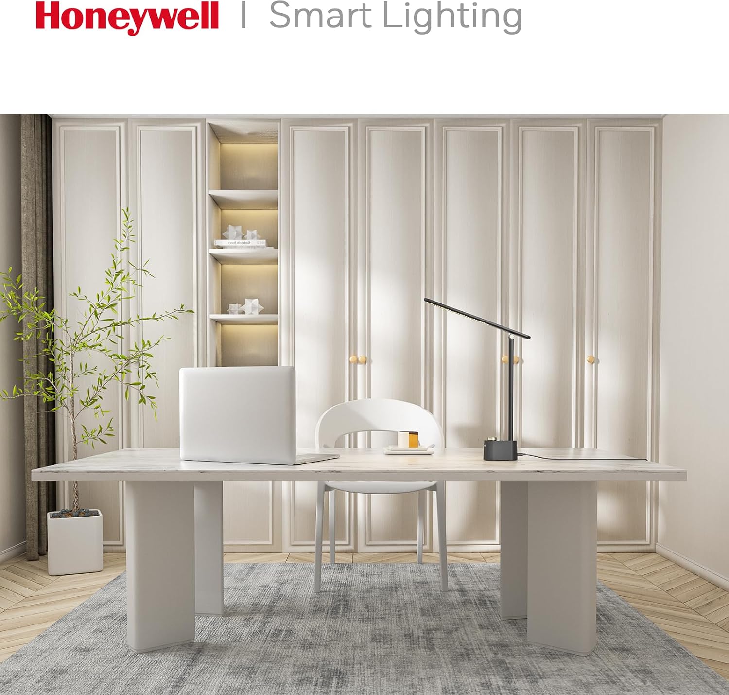 Honeywell HWT-H01 LED Desk Lamp, Foldable & Stepless Dimmable, Black | Sunturalux Eye-Caring Desk Light with Charging