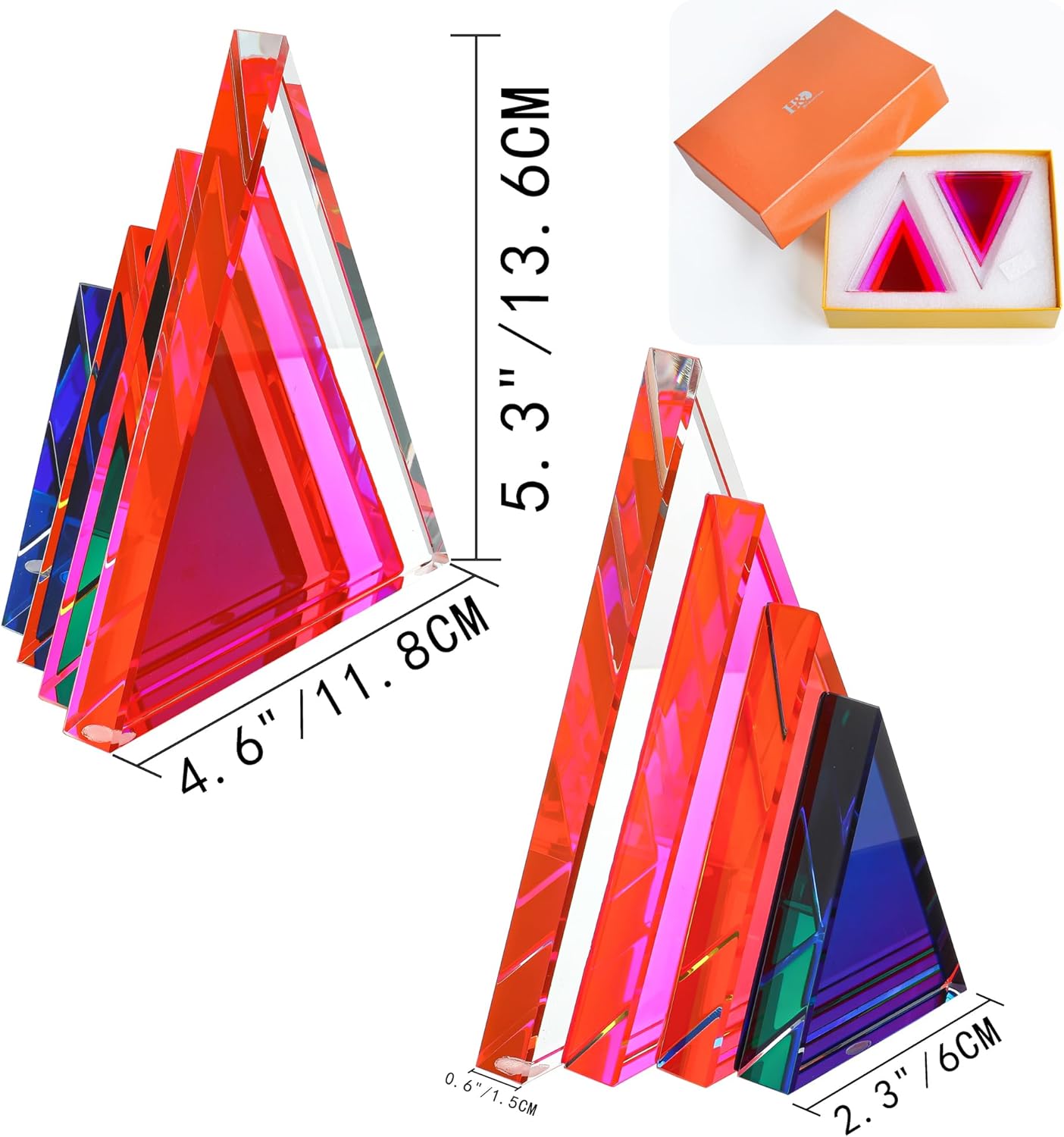 1Pair 3Lbs Crystal Bookends / Triangle