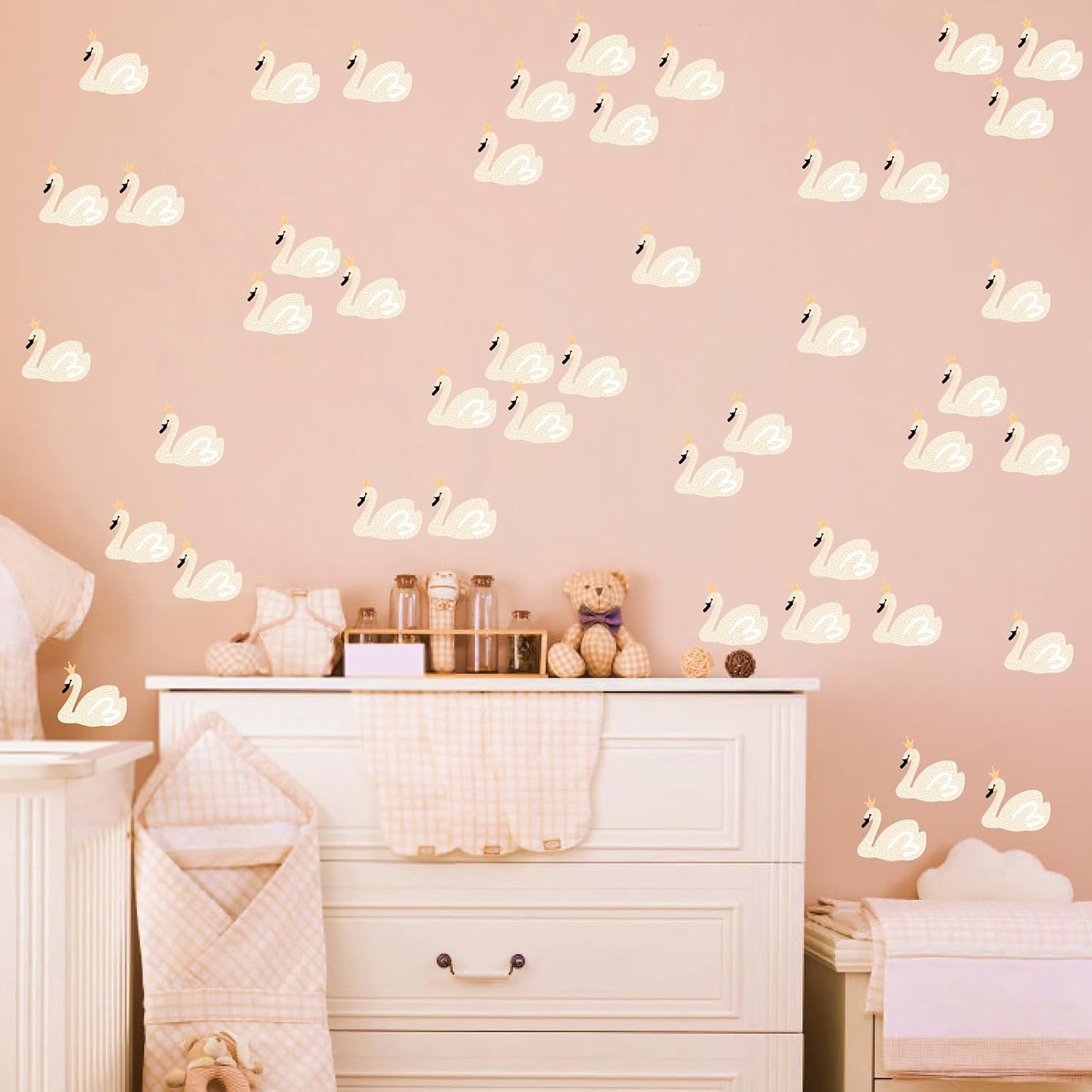 Wall Decals Peel and Stick Boho Nursery Wall Stickers Watercolor Animal Removable Swans / Swan