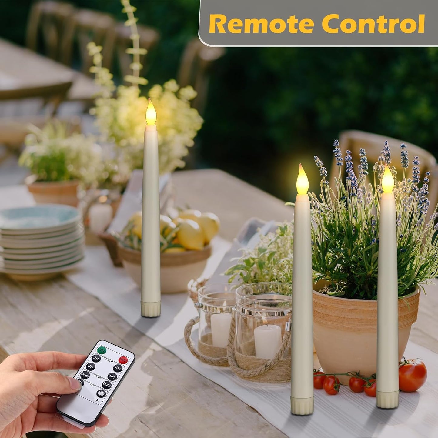 24 Pack 24 Pack Flameless Flicker Taper Candles Bulk with Remote and Timer, Battery Operated LED Warm White Taper