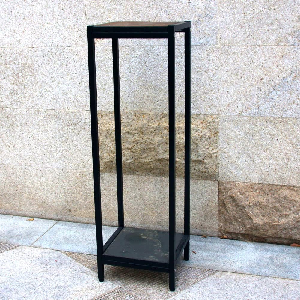 Zhongma 2 Tier 39.5" Tall Plant Stand with Slate Top, 12.4 x 10.63 x 39.5 inches, Square Flower Shelf for Balcony