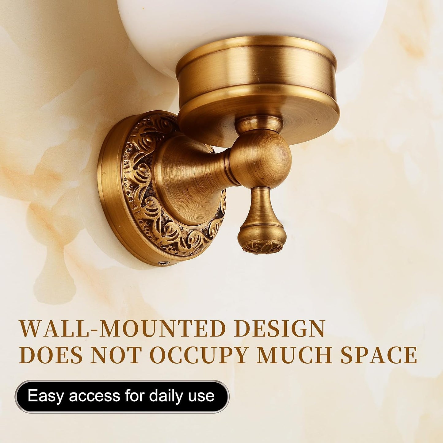Wall Mounted Bathroom Toilet Brushed Holder Set, Antique Brass Pattern Carving,Brushed Bronze