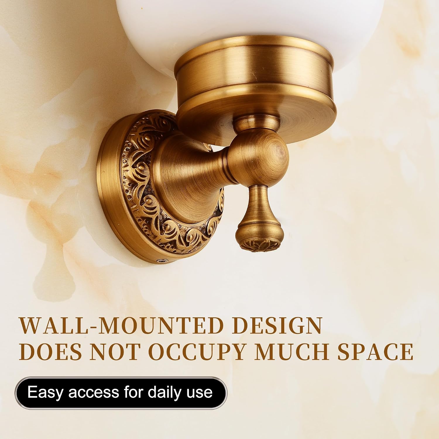 Wall Mounted Bathroom Toilet Brushed Holder Set, Antique Brass Pattern Carving,Brushed Bronze