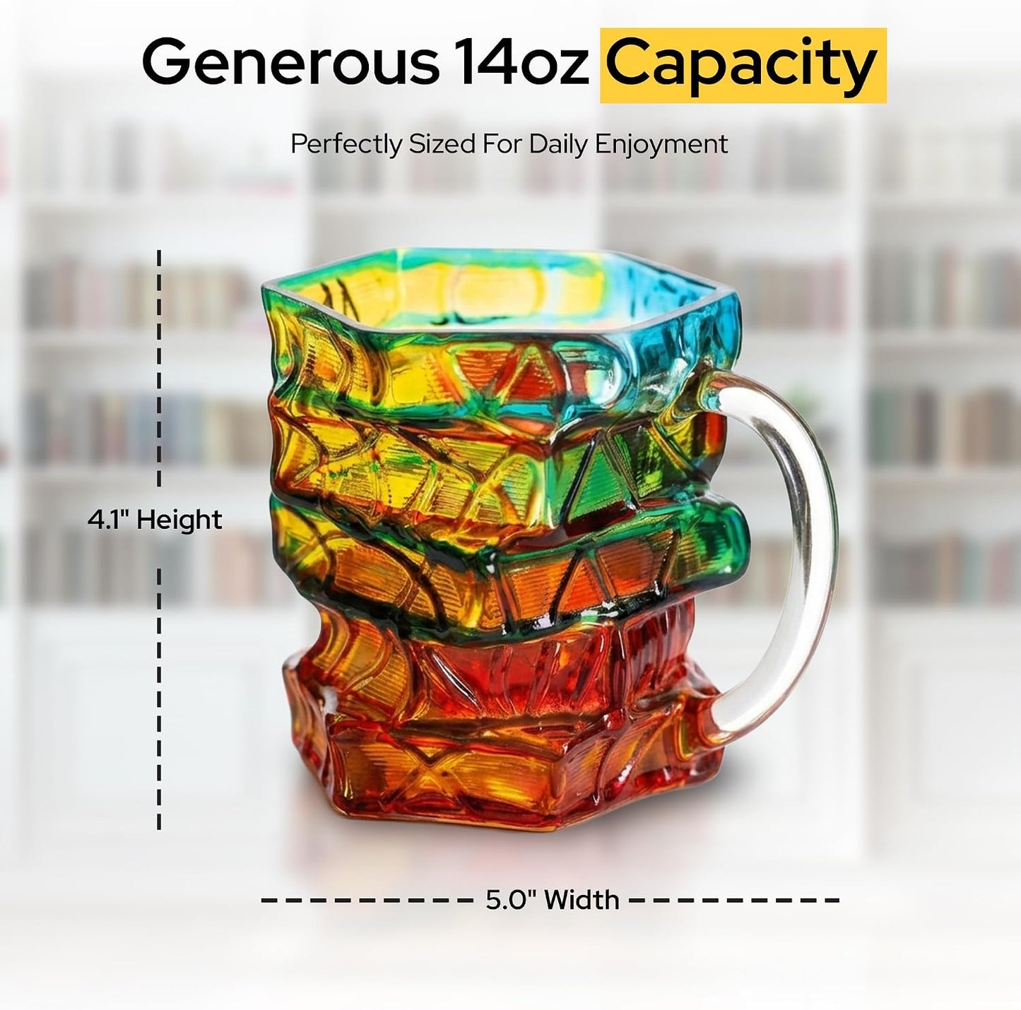 3D Stained Glass Book Mug 14oz
