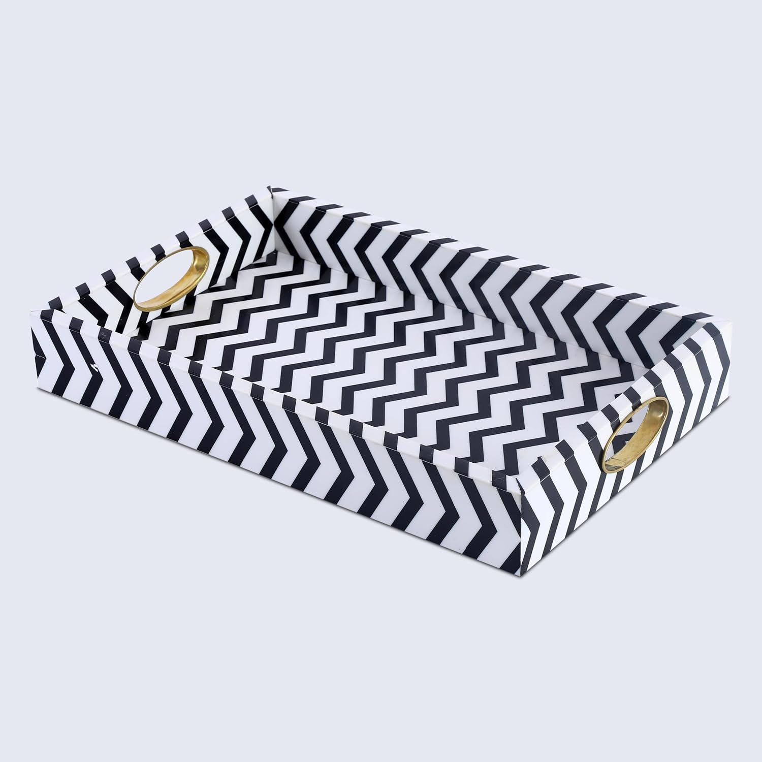 White Decorative Tray / 11 x 17 x 2.5 / Safari / Black