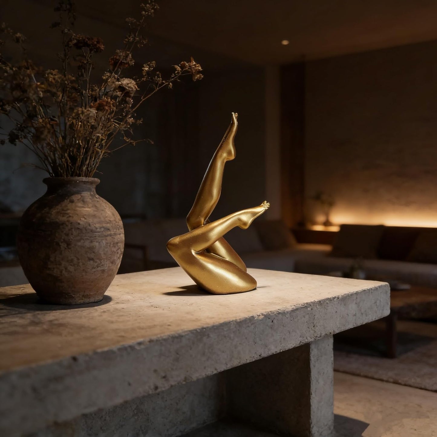 Elegant Legs Statues Living Room / Gold