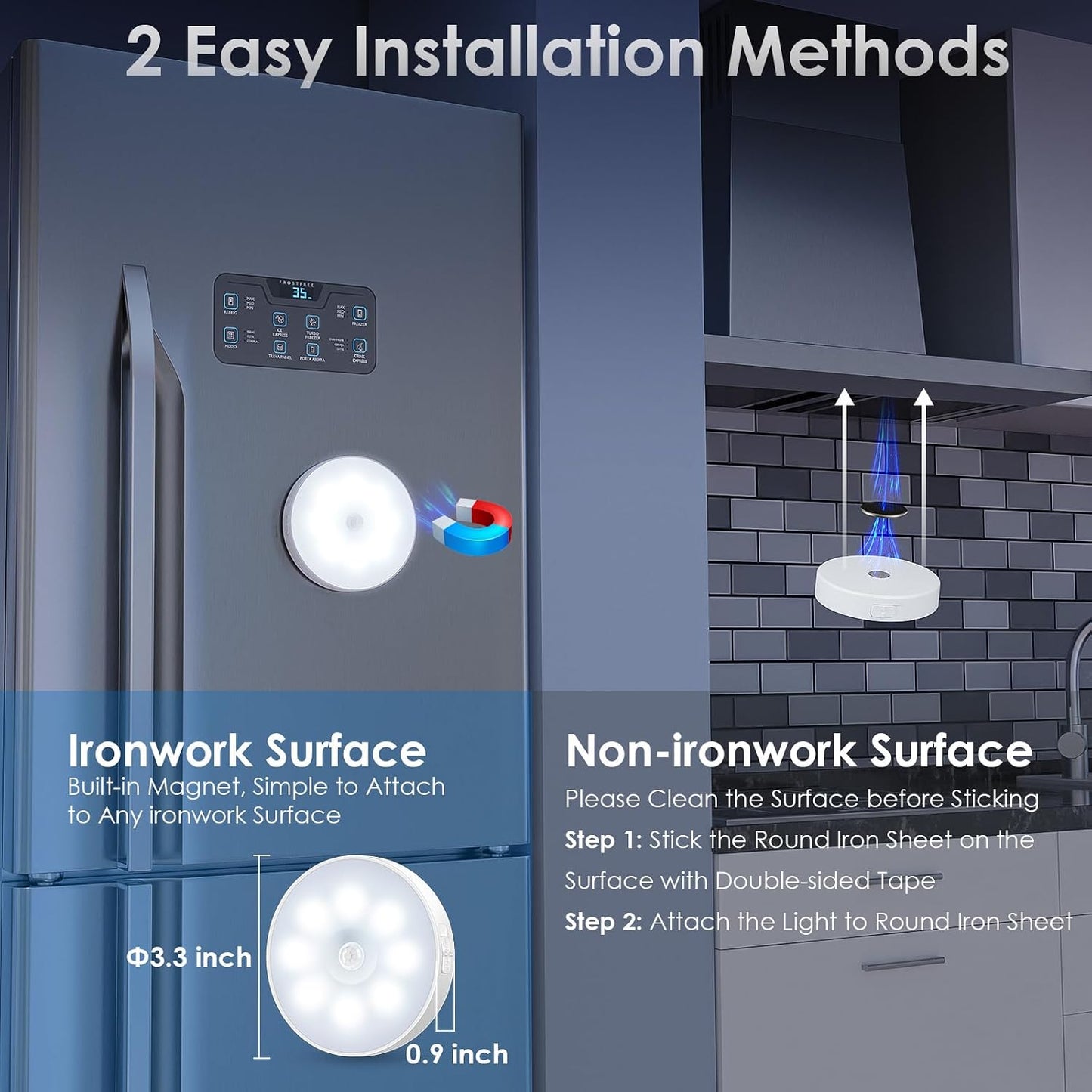 Motion Sensor Puck Light with Remote, Cool White, 12-Pack | Wireless Dimmable, Under Cabinet Lights, Rechargeable