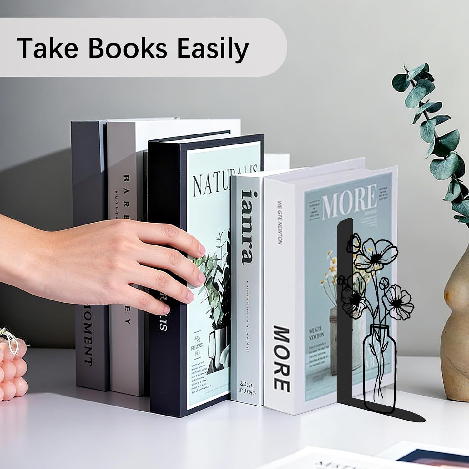 Floral Metal Bookends / Flower / Set of 4