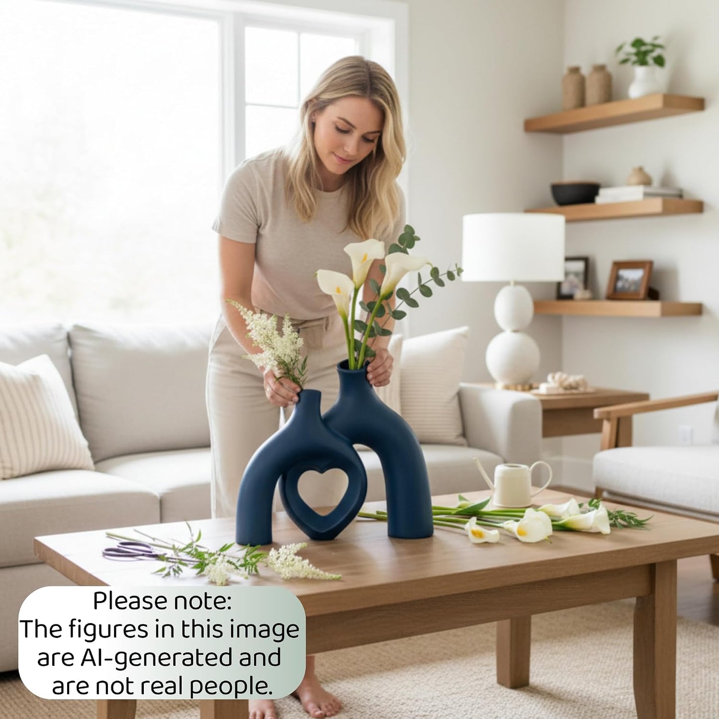 Snuggle Hollow Ceramic Decorative Vase / Navy Blue