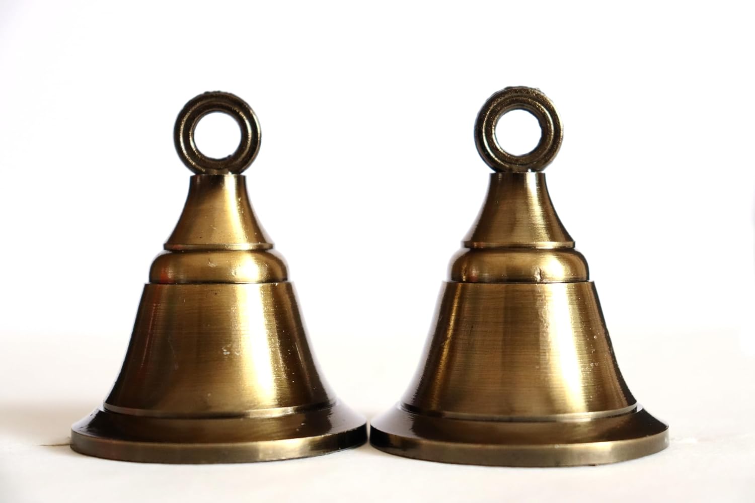 Solid Brass Pooja Bells with J Hook Home Decor Christmas Bell Wall Hanging Jingle Bell Ornaments New (24, Antique Look