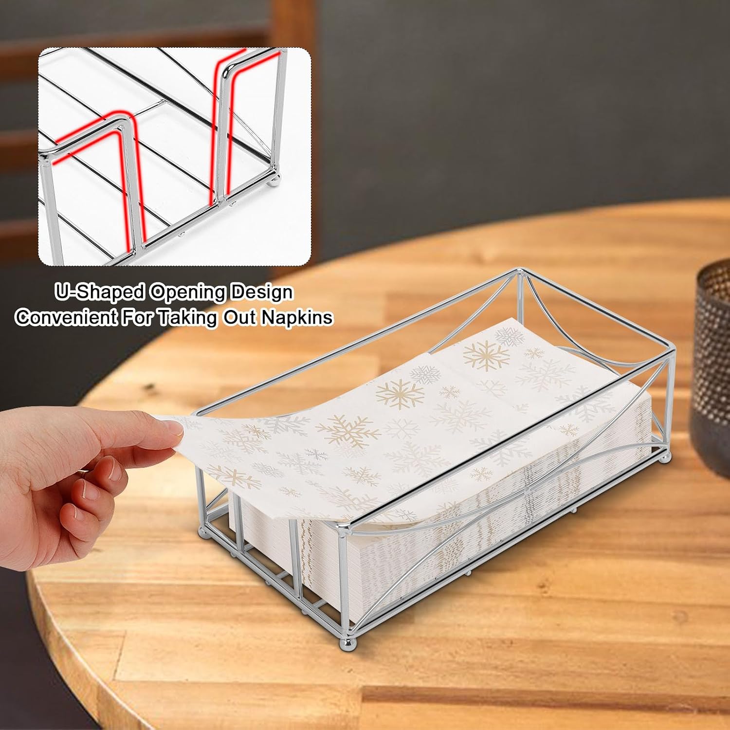 Bathroom Paper Hand Towel Storage Modern Napkin Tray Caddy for Countertop / Chrome / Metal