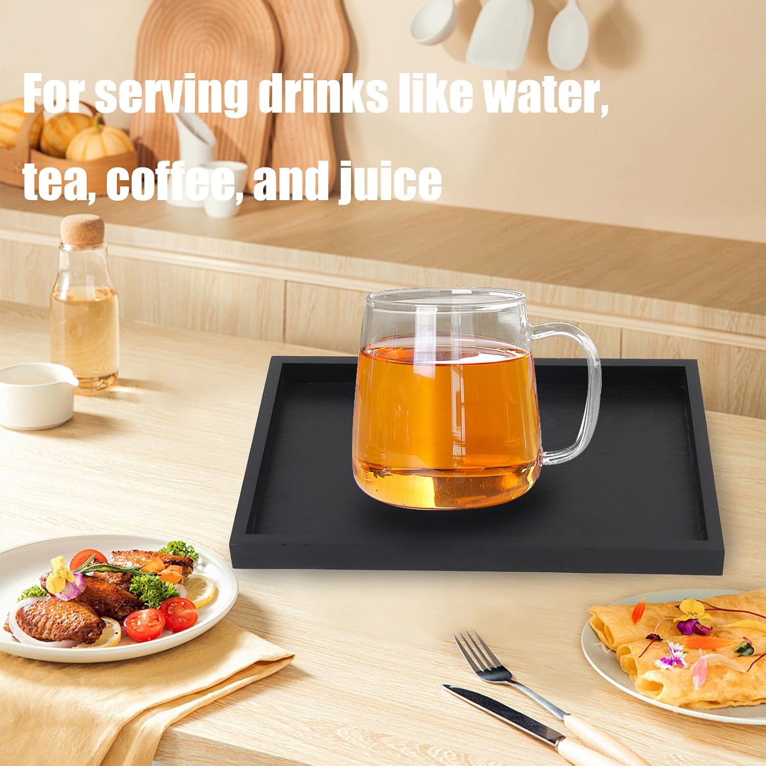 Rectangular Wooden Serving Tray / 8.7 x 4.7 x 0.8