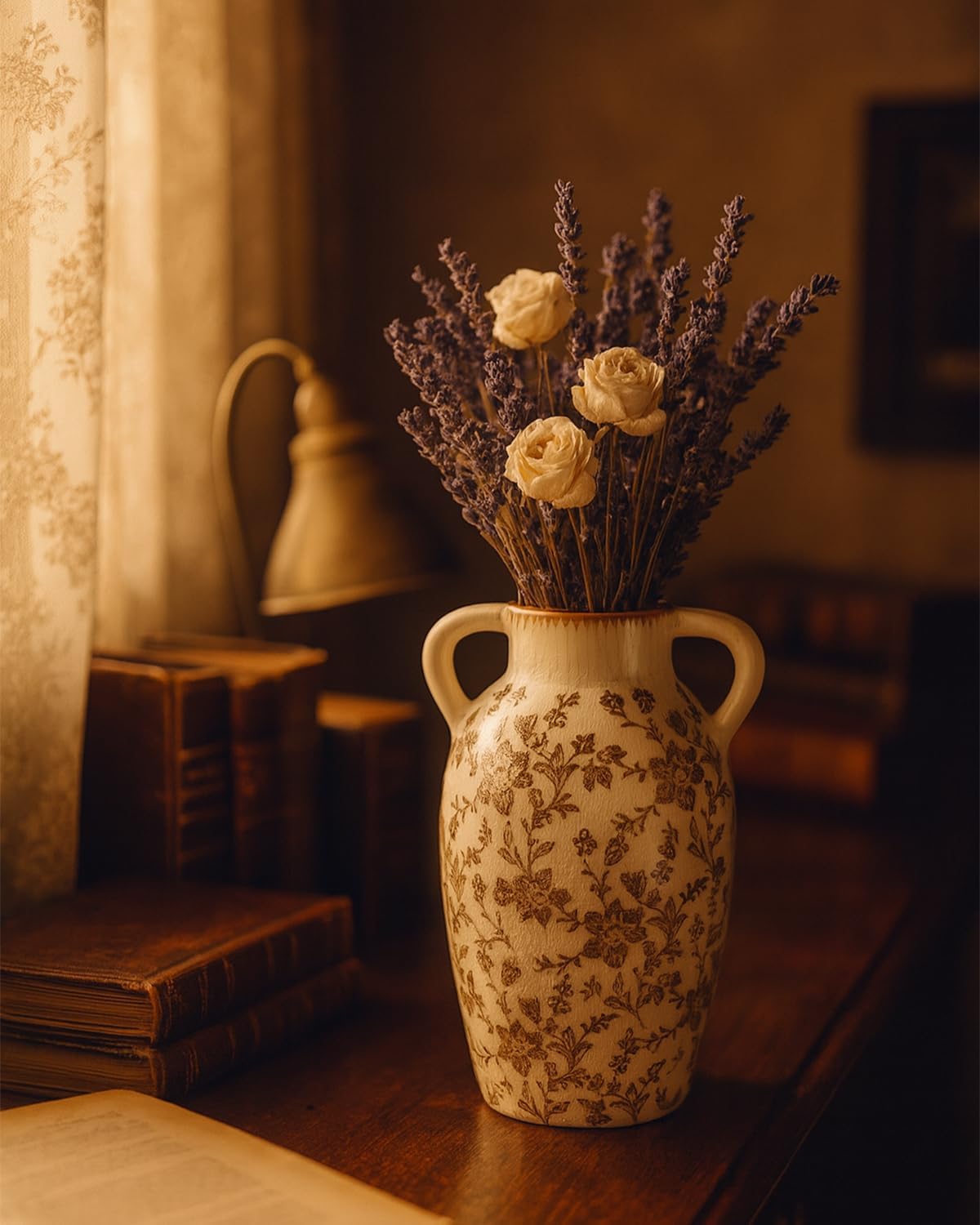 Vintage Ceramic Vase / Brown / 9.45 Inch