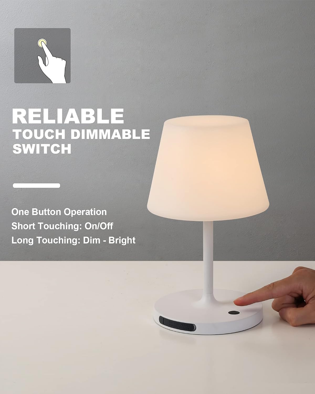 WEILAILUX Outdoor Battery Operated Table Lamp Waterproof, 4000mAh Cordless Table Lamp Rechargeable, Touch Dimmable Desk