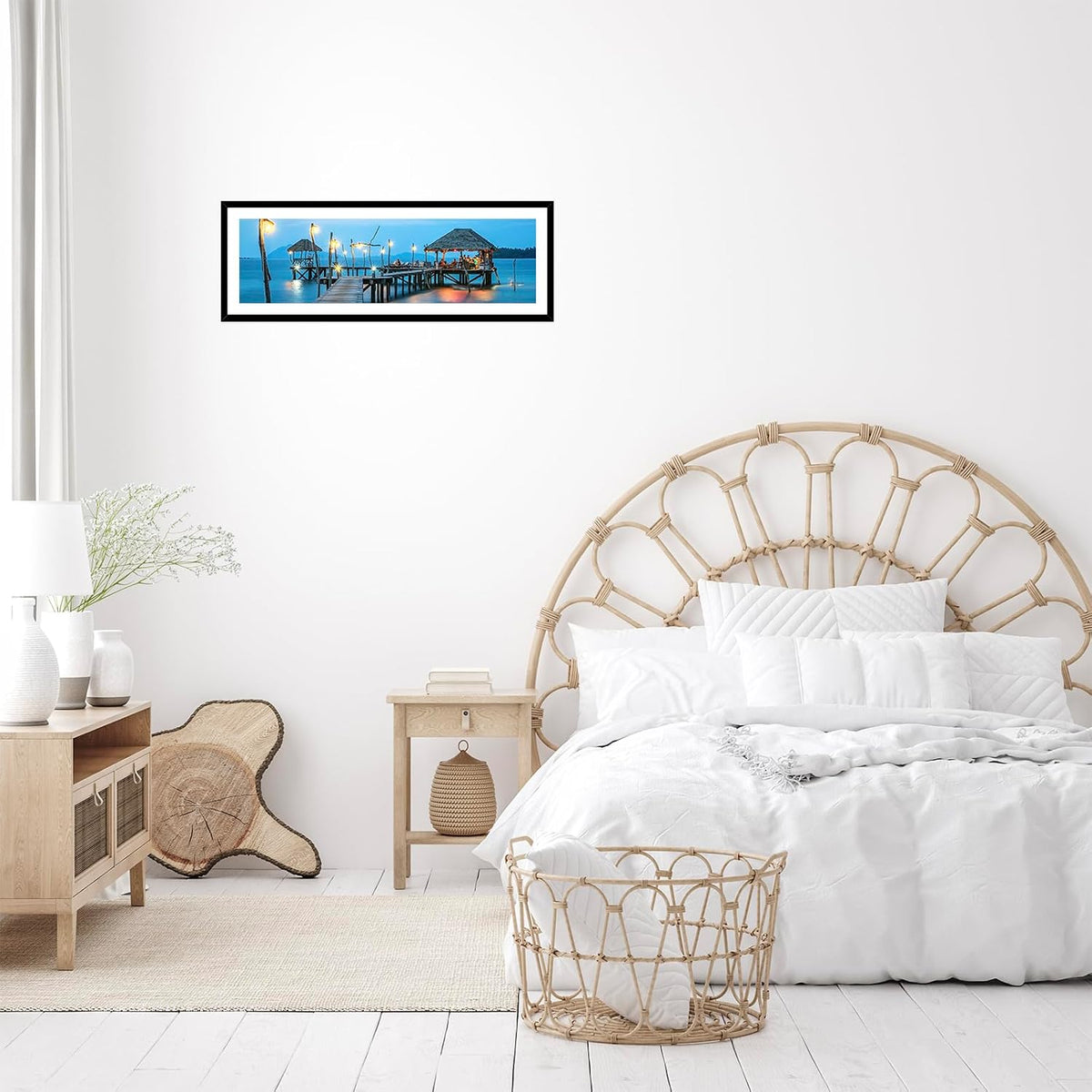 JCJMY 12x30 Picture Frame with 9x27 Mat Set of 4, Display Photo 9x27 with Mat or 12 x 30 Without Mat, Wall Hanging
