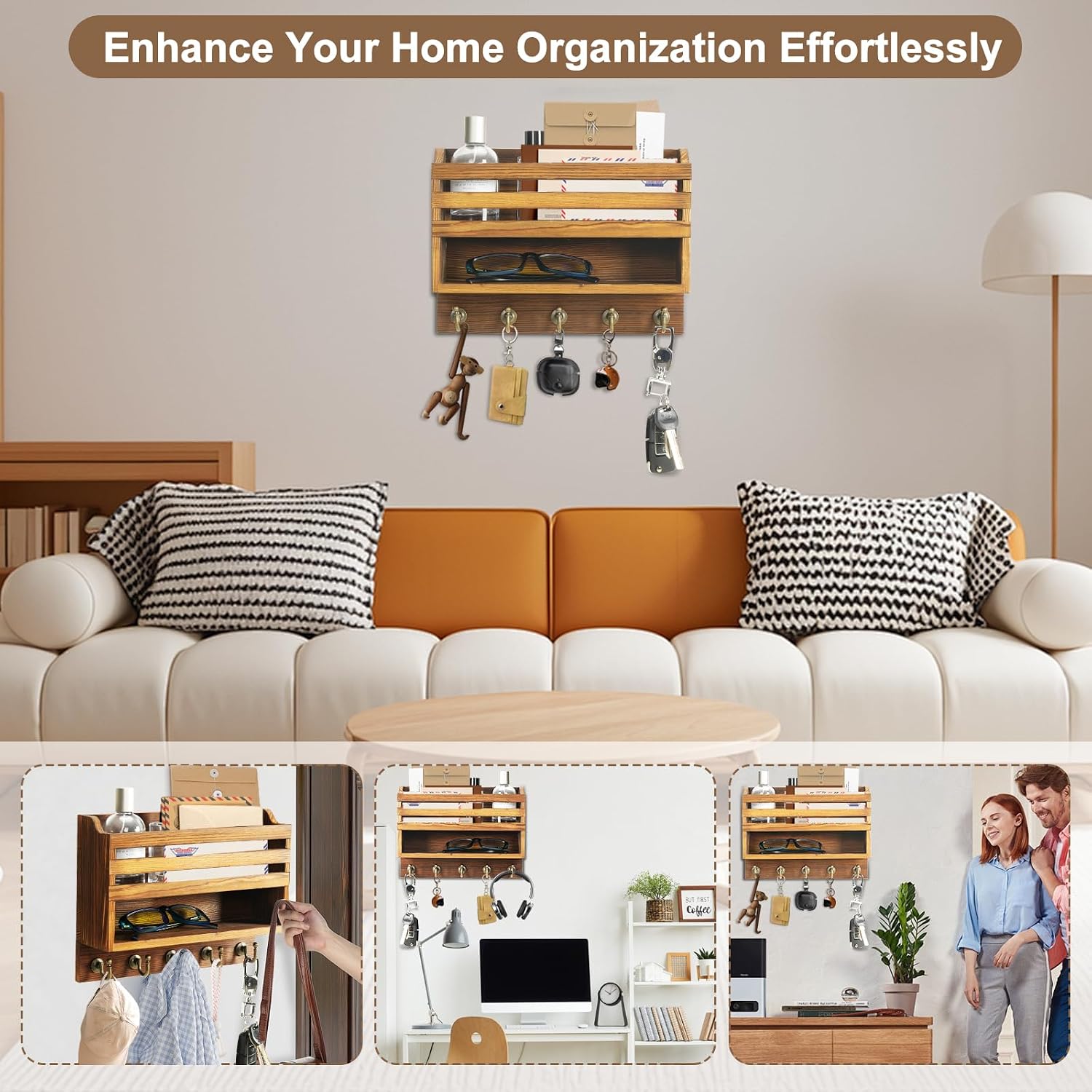 Key Holder Wall Mount / Brown