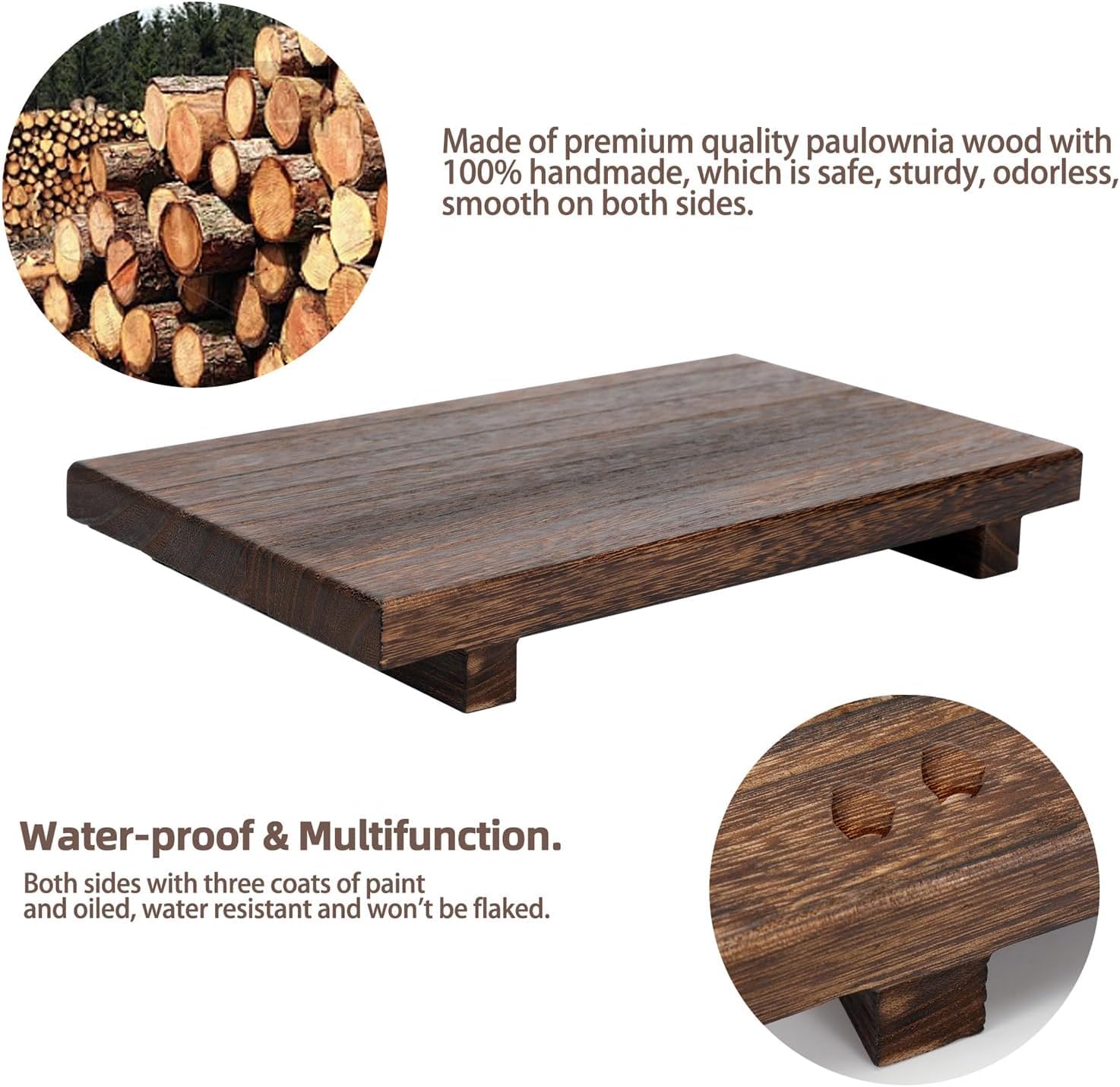Wood Riser Soap Tray / 9 x 6 / Wooden Riser / Brown