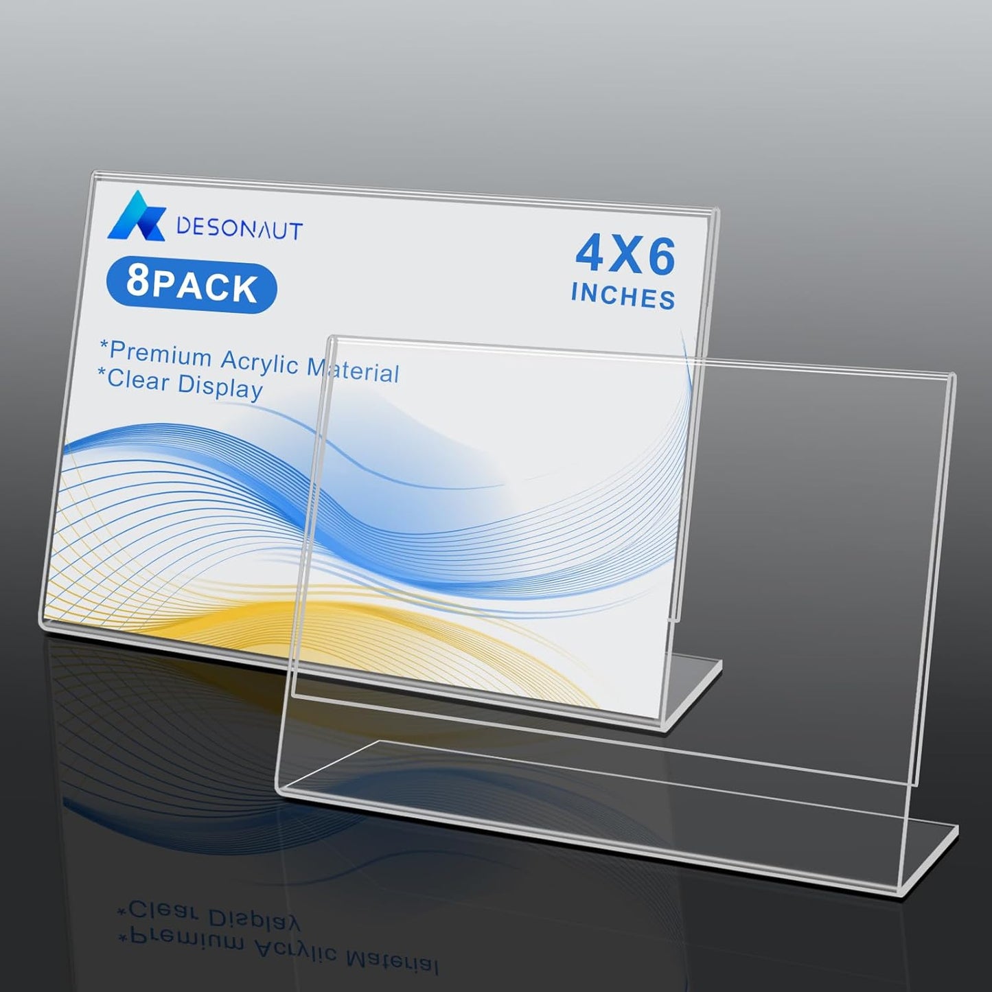 Slanted Back Acrylic Sign Holder / Clear / 6 x 4 / Set of 8