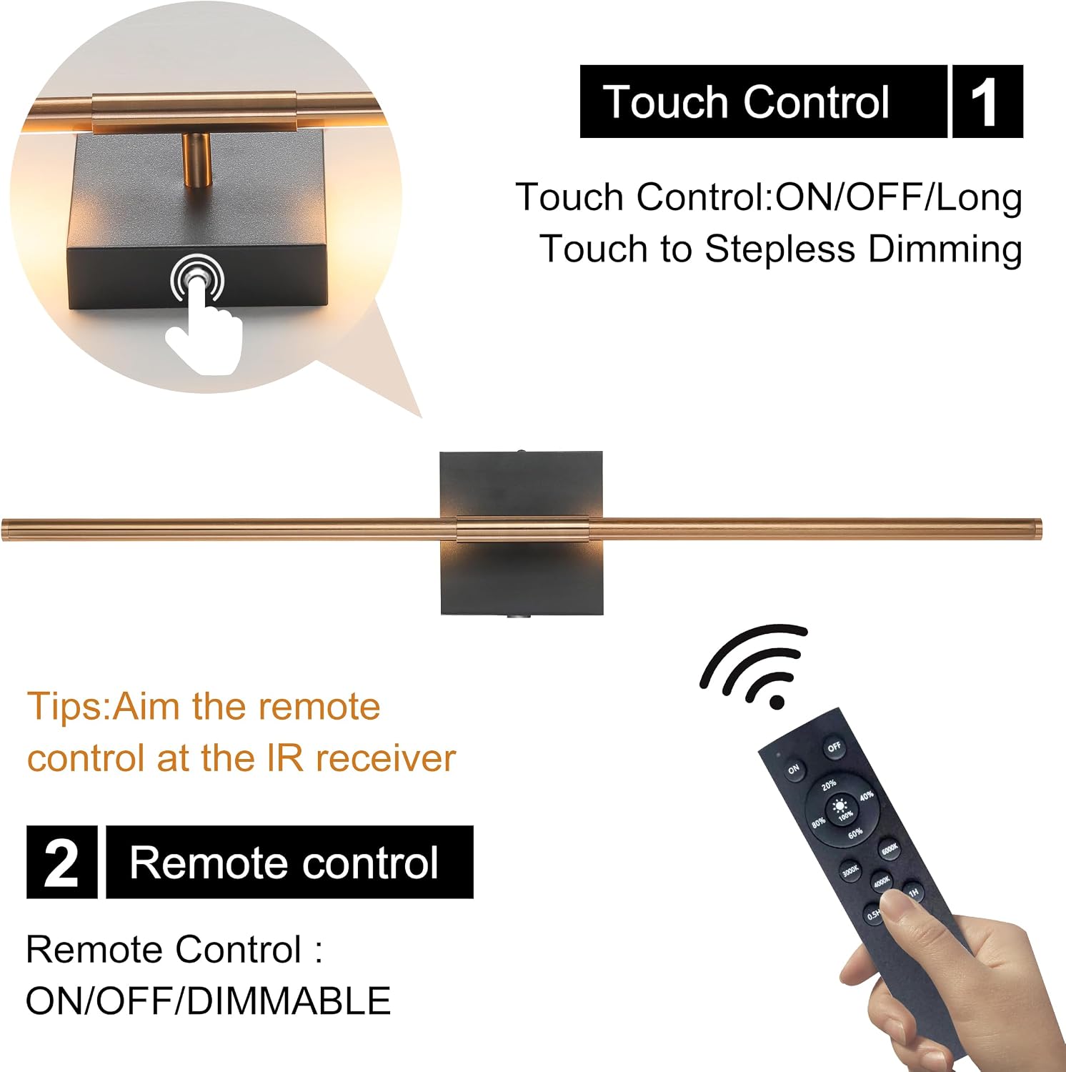 15800 mAh Battery Operated Wall Sconces with Remote Control, Dimmable Wall Sconces Set of Two 3000K LED Matte Black and