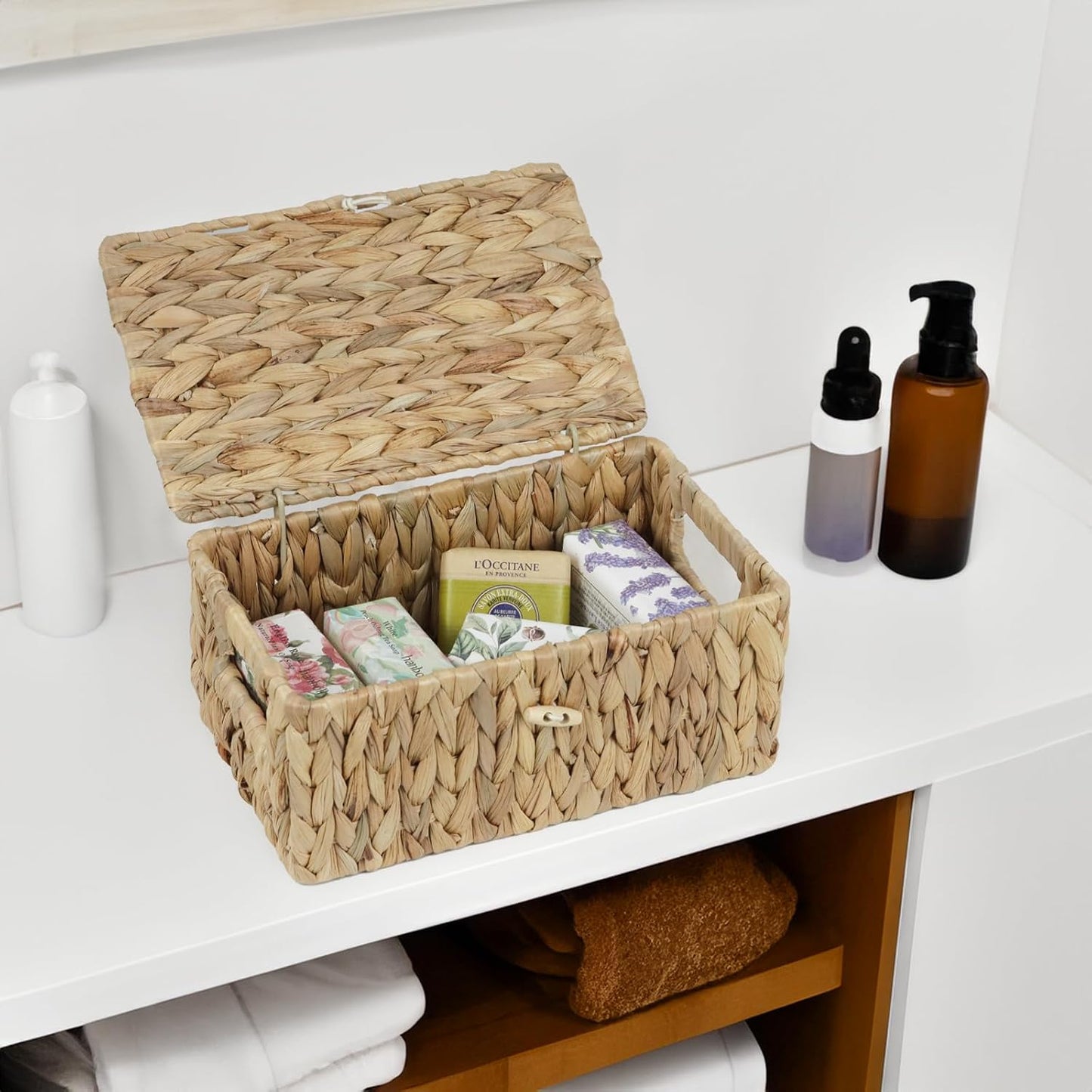 Wicker Basket / Rectangular Woven Basket / Small / Natural