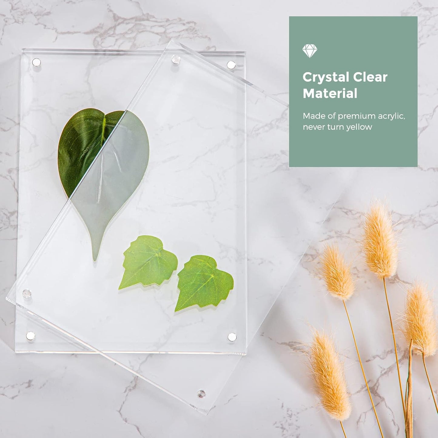 SYNTRIFIC 8x10 Acrylic Frames 5 Pack Clear Lucite Picture Frame Magnetic | Clear Lucite Frames, Stand on Desk