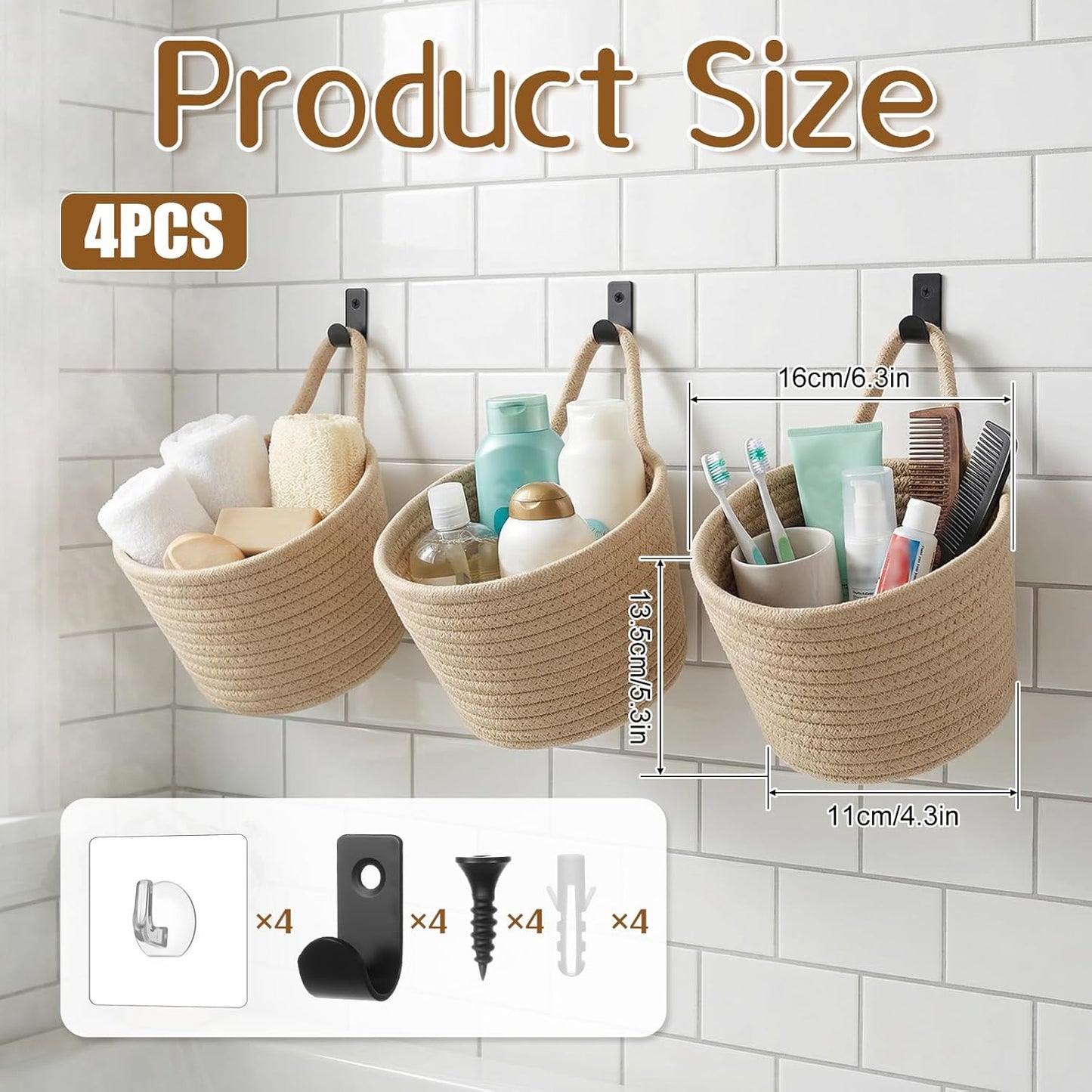 Woven Storage Organizers Storage Organizers and Decoration Pocket Boho Style Wall / Set of 4
