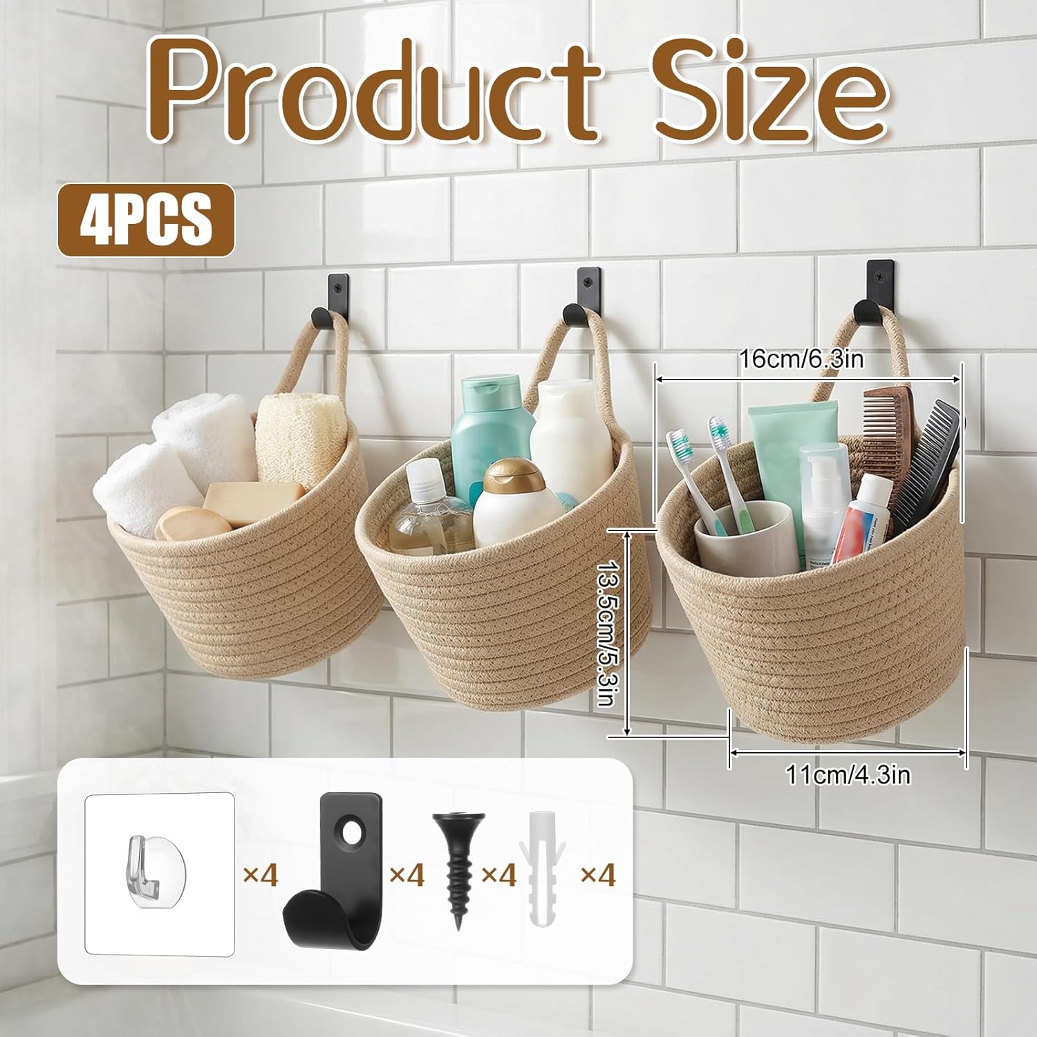 Woven Storage Organizers Storage Organizers and Decoration Pocket Boho Style Wall / Set of 4