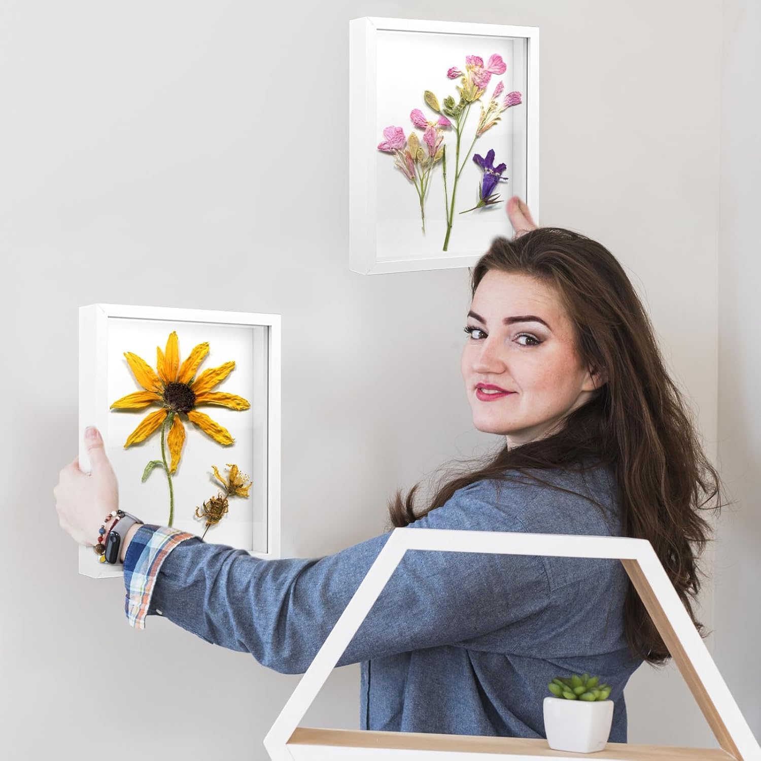 4 Pack 8*10 Shadow Box Frame, Shadow Boxes Display Cases 3D Wood Deep Shadow Box Plexiglass Shadow Boxes with Adhesive