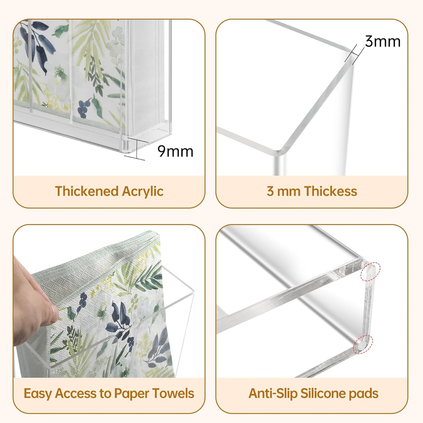 Acrylic Napkin Holder / Luncheon Napkin Holder / Clear / 6.5 x 6.5