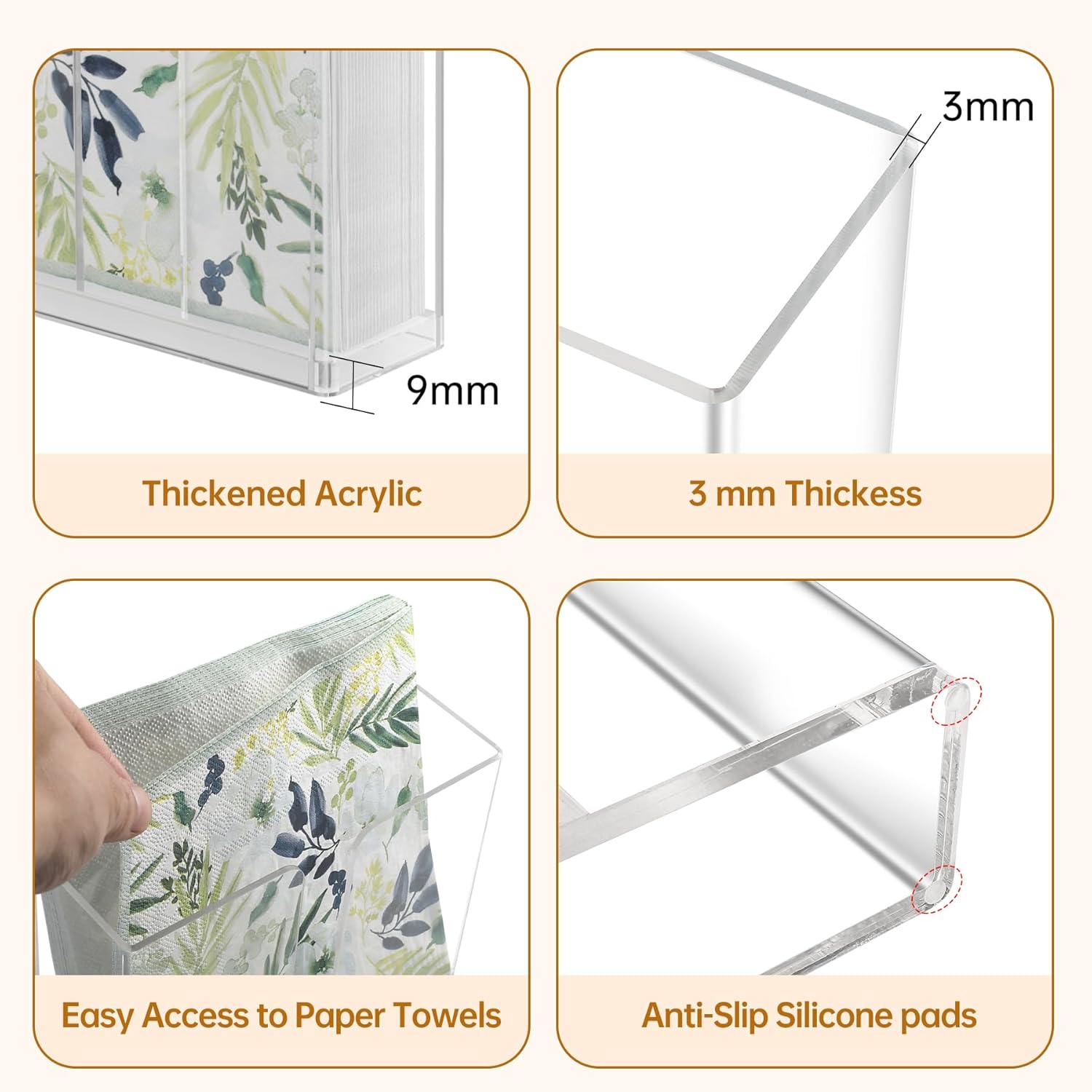 Acrylic Napkin Holder / Luncheon Napkin Holder / Clear / 6.5 x 6.5