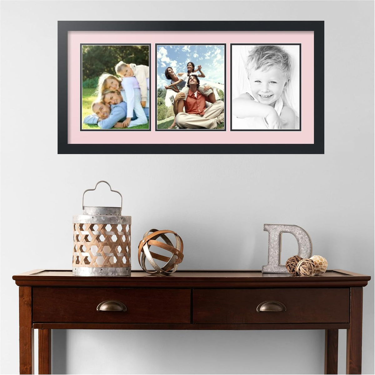 ArtToFrames Collage Picture Frame 3 Opening 3-8x10 Photo Frame | Made in USA | Black Frame Hollyhock and Black Mats