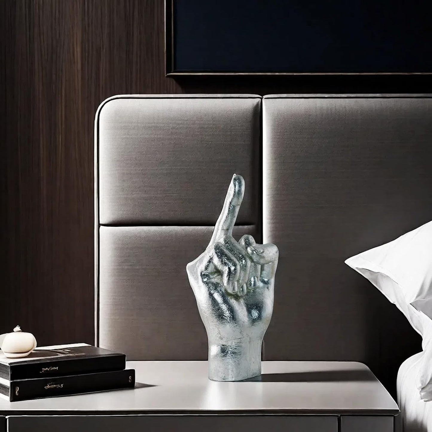Gesture Statues and Sculptures / Silver Middle Finger
