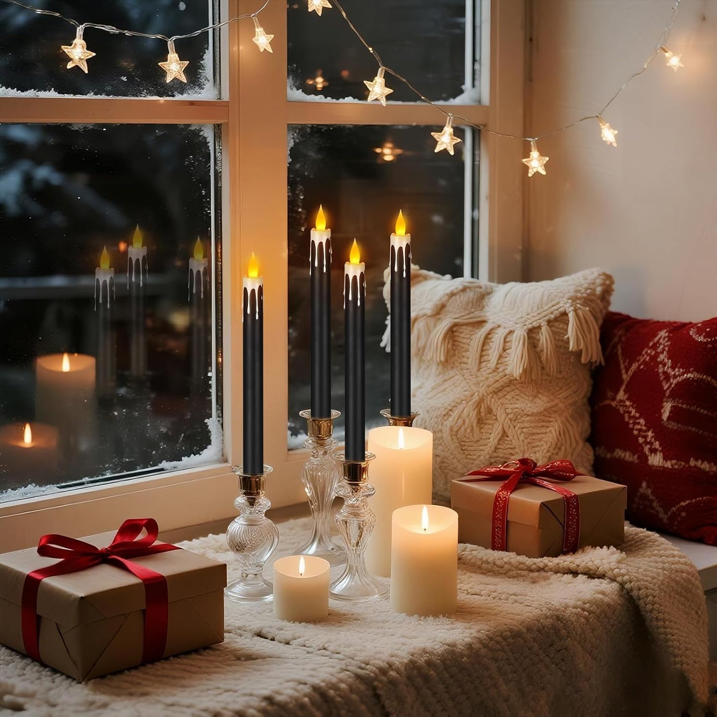 wemarry Flameless Taper Candles 10.6" Dripless Battery Operated Taper Candles Included Remote Timer 400+ Hours by 2AA