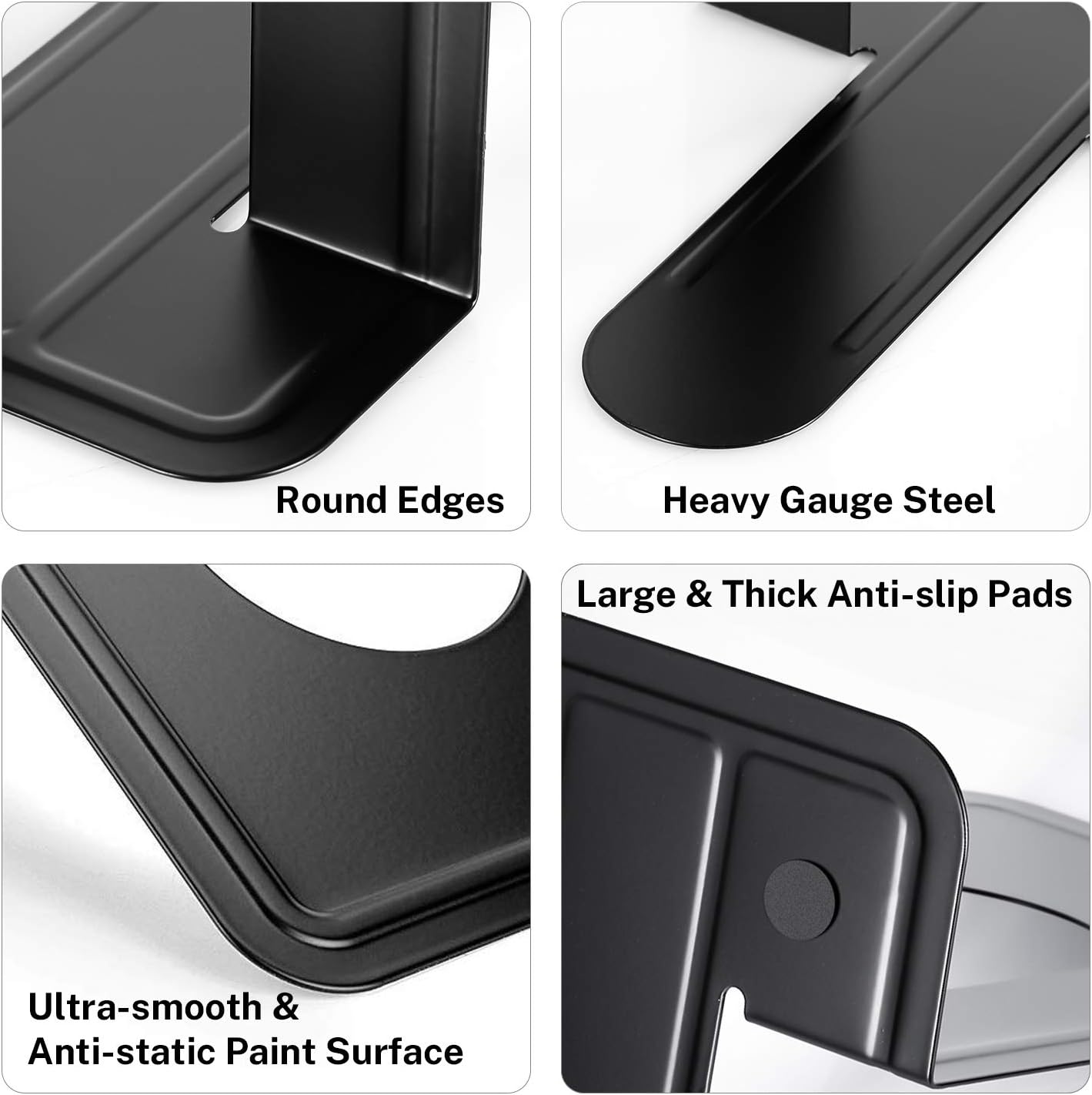 in Extra Large Heavy Duty Metal Book Ends / XL - 2 Pairs / Black / 8.5 Inch