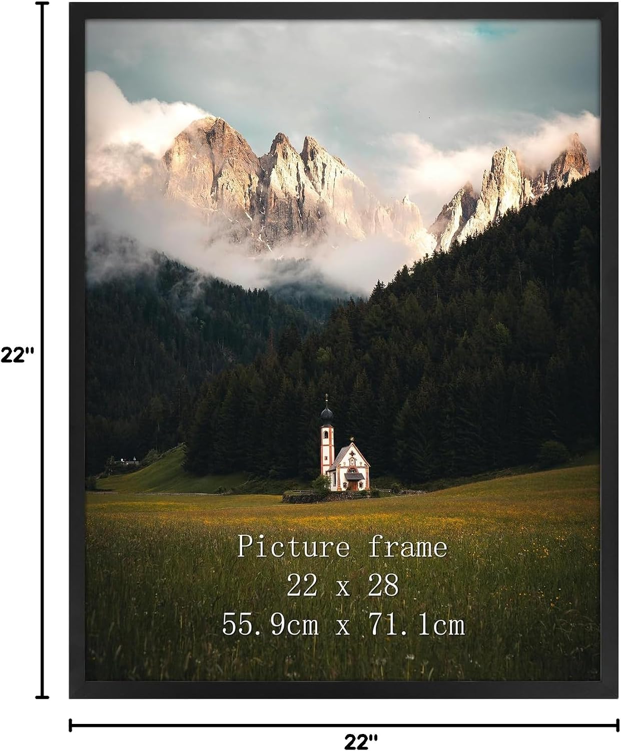 Giftgarden 22x28 Picture Frame Black, Textured Metal Frame 28x22 for Wall Display, Single